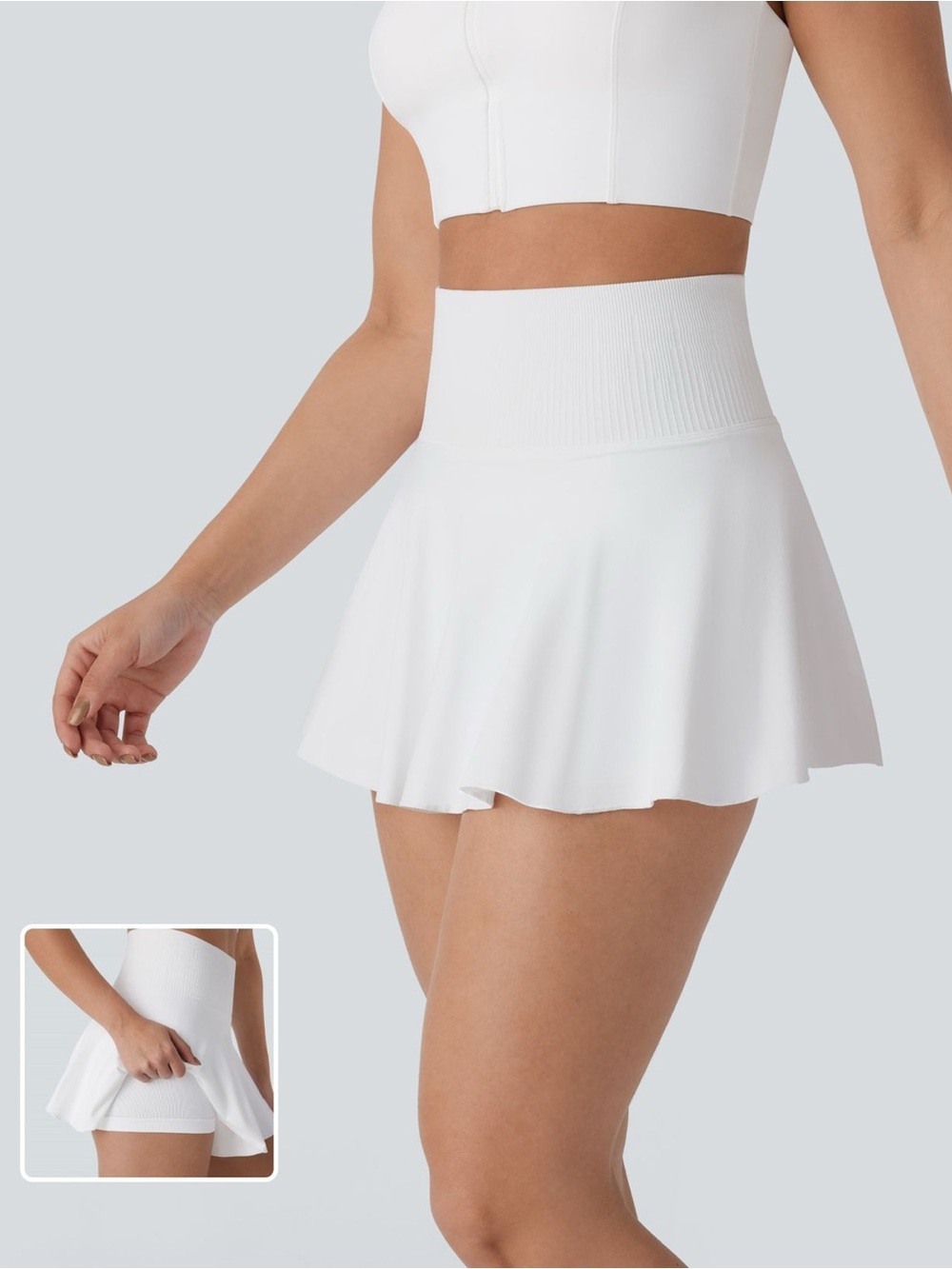 HALARA White High-Waist Cute Skort Size Medium